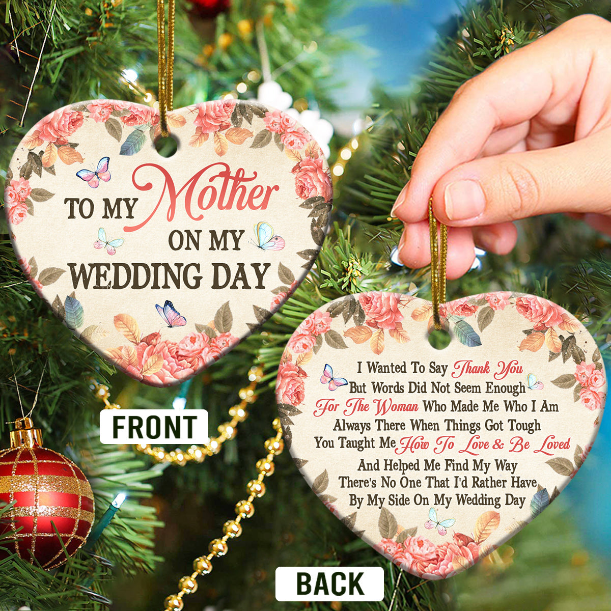 Mom Gift To My Mother On My Wedding Day Heart Ceramic Ornament - Christmas Ornament - Christmas Gift