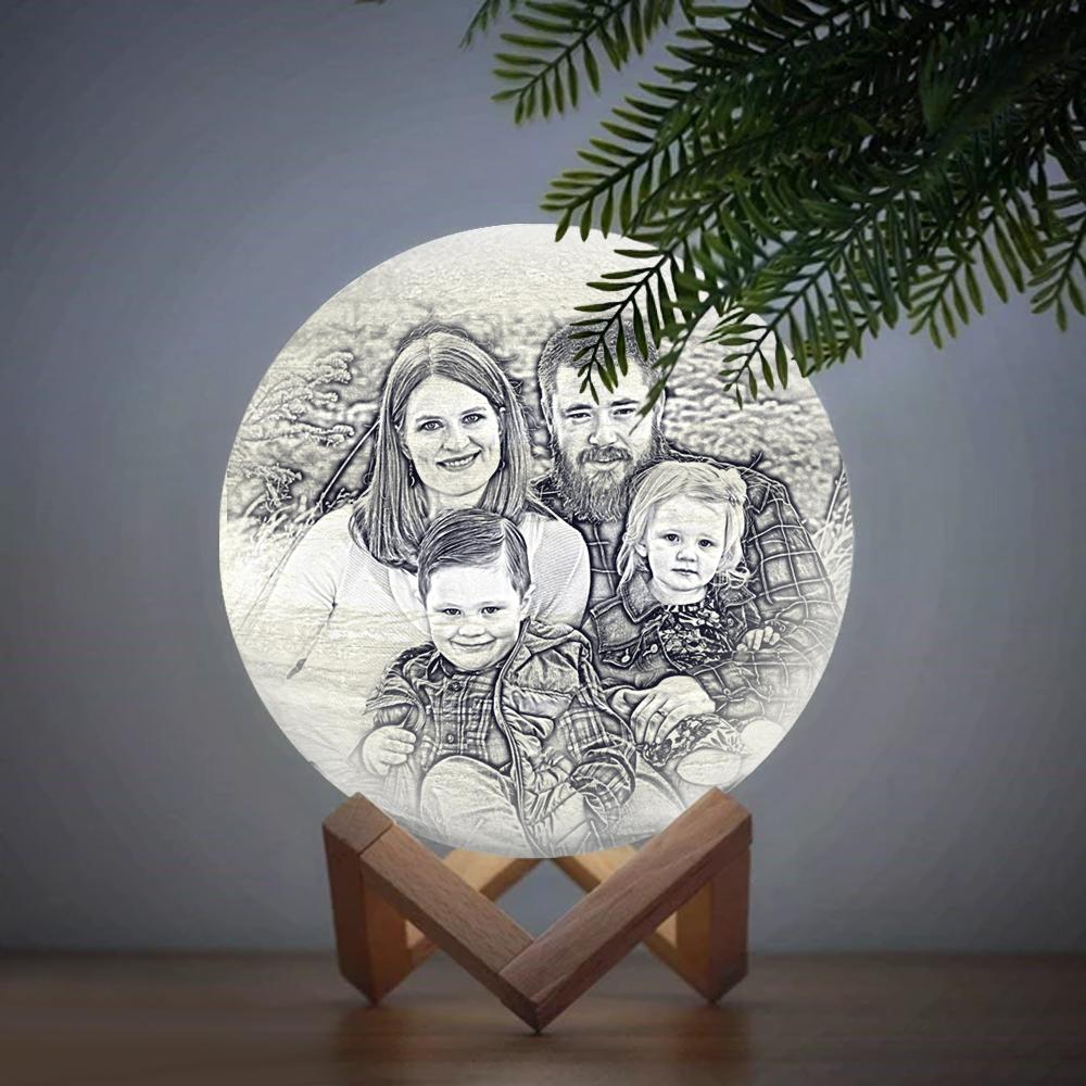 Moon Lamp 3D Print Personalized Happy Family - Custom Gifts For Family - Personalized Moon Lamp