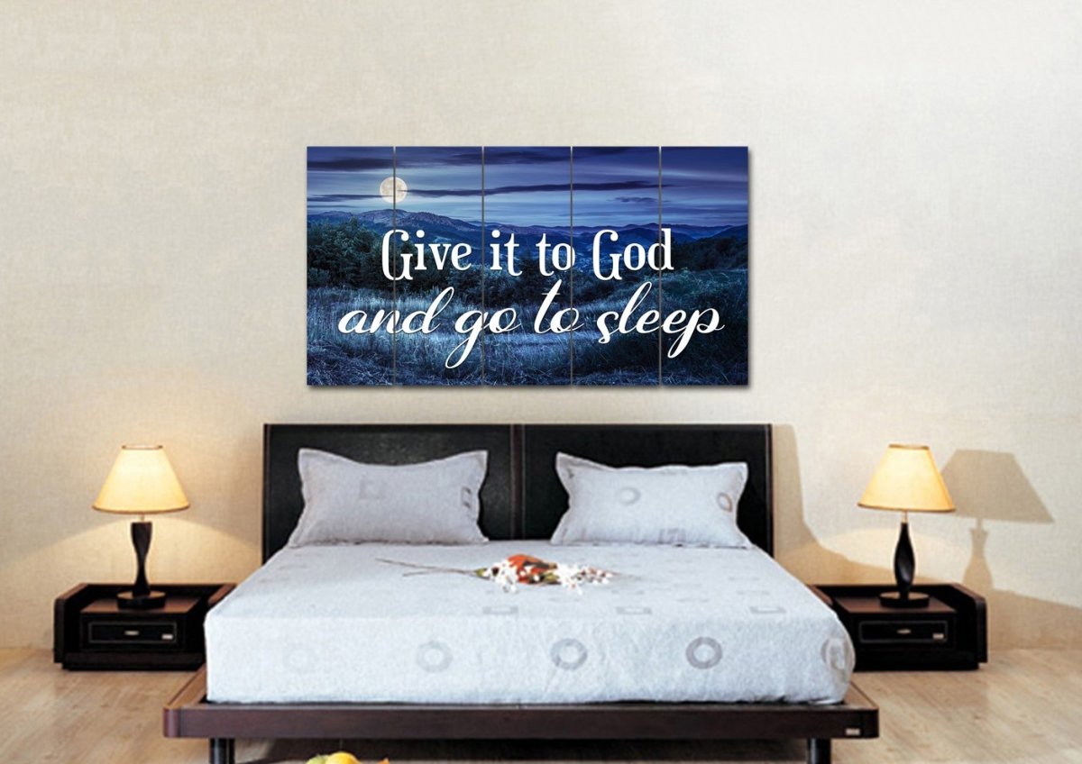 Moonlight Give It To God And Go To Sleep Sign, Wall Art & Decor - Christian Canvas Wall Art