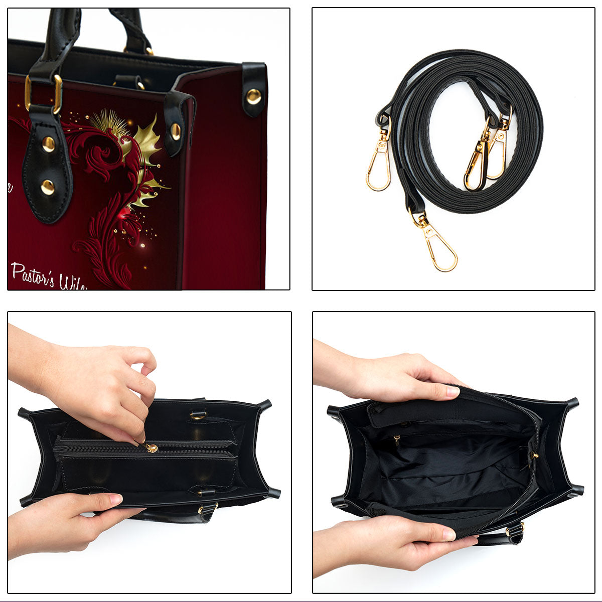 More Than Just The Pastor's Wife Flower And Butterfly Personalized Leather Handbag With Handle