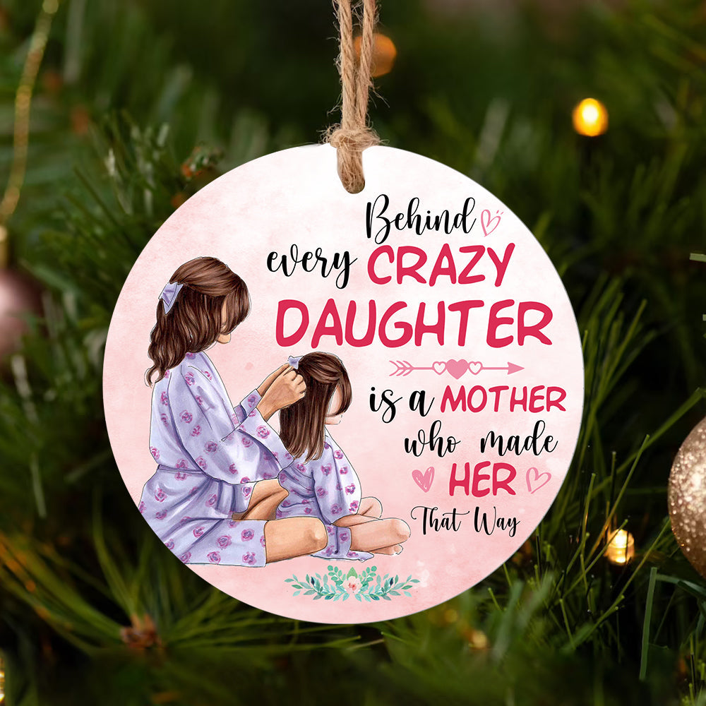 Mother Daughter 2 Ceramic Circle Ornament - Decorative Ornament - Christmas Ornament