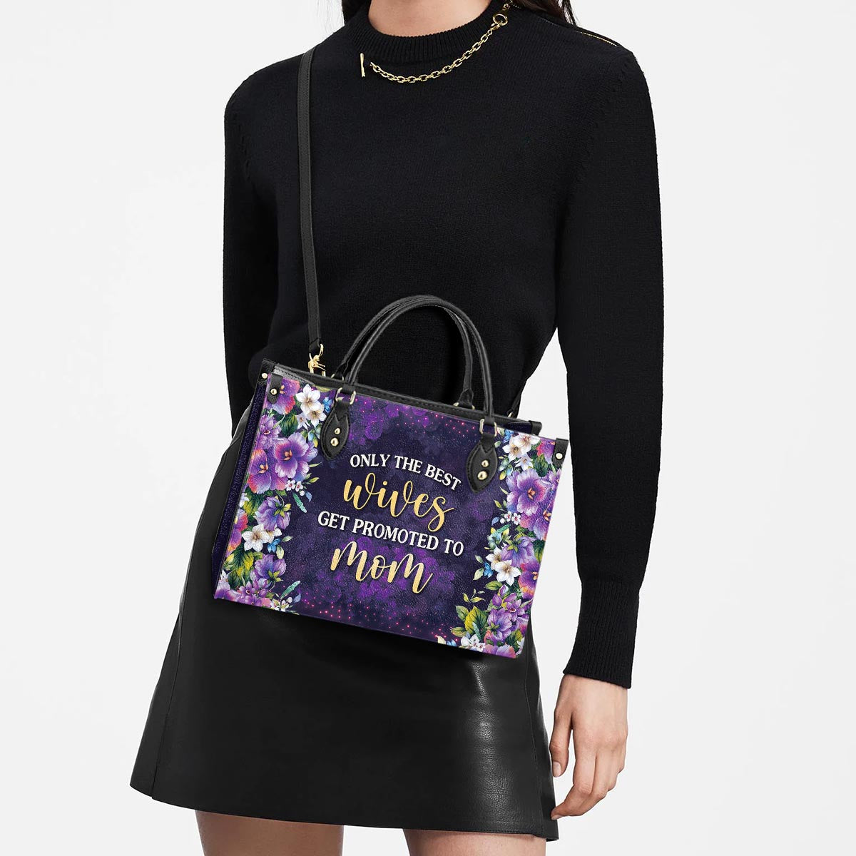 Mother Gift Only The Best Wives Get Promoted To Mom Leather Bag - Women's Pu Leather Bag - Best Mother's Day Gifts