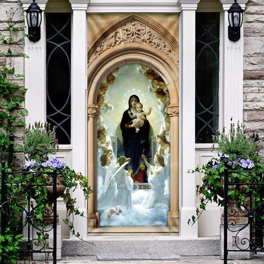 Mother Mary And Jesus Door Cover - Religious Door Decorations - Christian Home Decor
