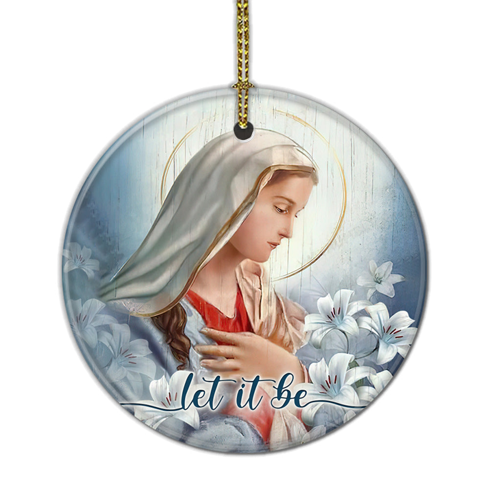 Mother Of Jesus Our Lady With Lily Flowers Ceramic Circle Ornament - Decorative Ornament - Christmas Ornament