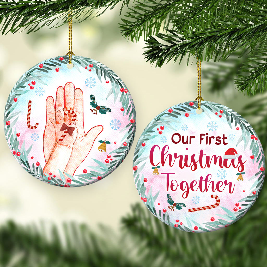 Mother Our First Christmas Together Ceramic Circle Ornament - Decorative Ornament - Christmas Ornament