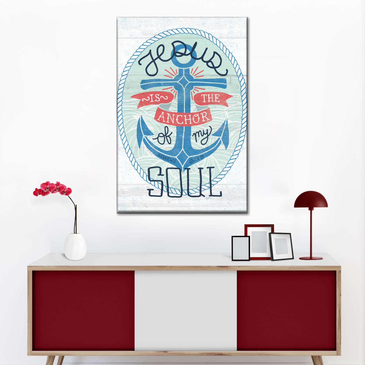 My Captain Shiplap Jesus Is The Anchor Of My Soul Canvas Wall Art - Canvas Religious Wall Art - Christian Wall Decor Living Room