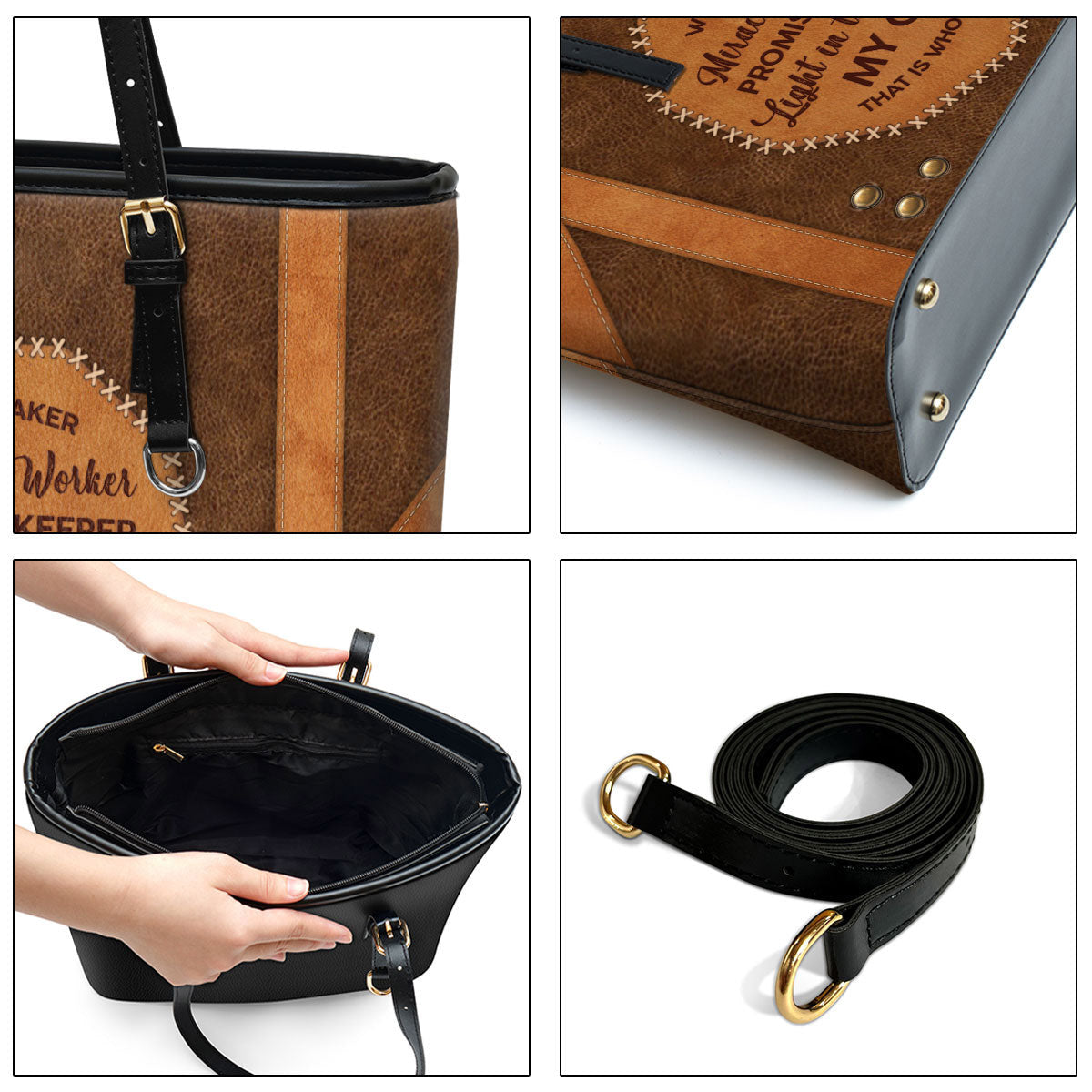 My God That Is Who You Are Large Leather Tote Bag - Christ Gifts For Religious Women - Best Mother's Day Gifts