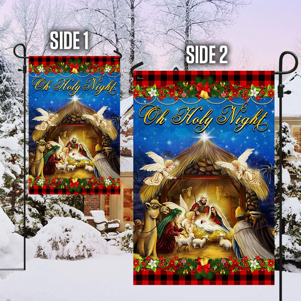Nativity Of Jesus Oh Holy Night Jesus Christmas Flag - Christmas Garden Flag - Christmas House Flag - Christmas Outdoor Decoration
