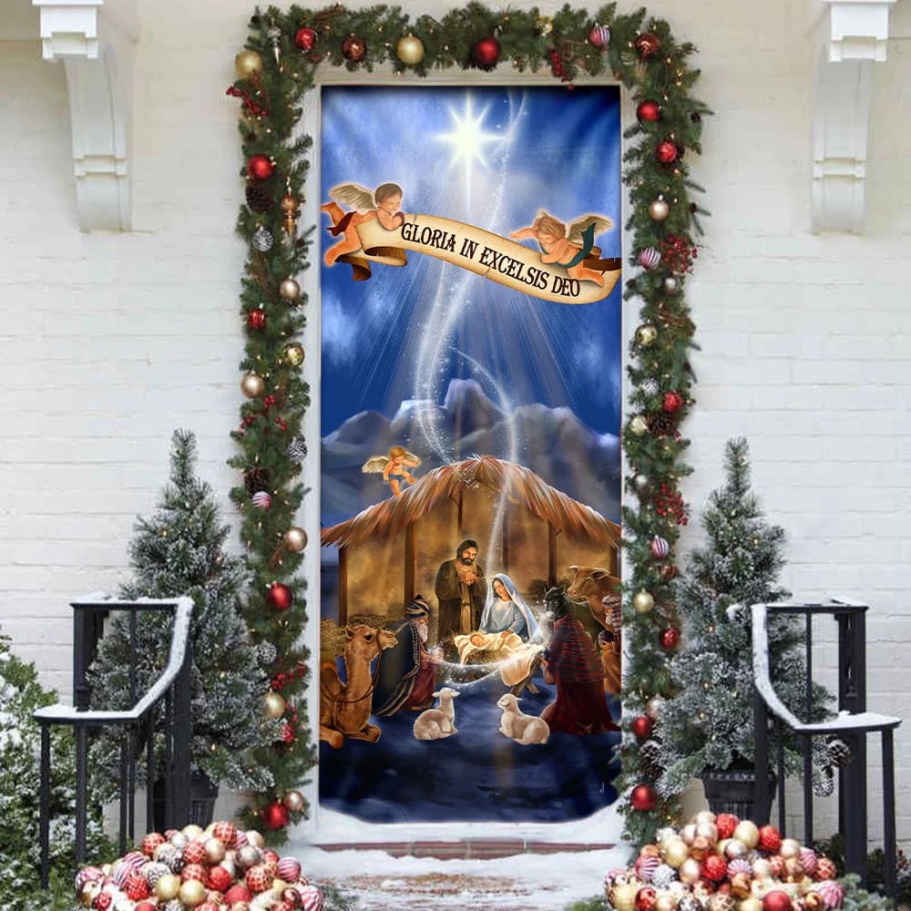 Nativity Scene Door Cover - Jesus Is Born - Religious Door Decorations - Christian Home Decor
