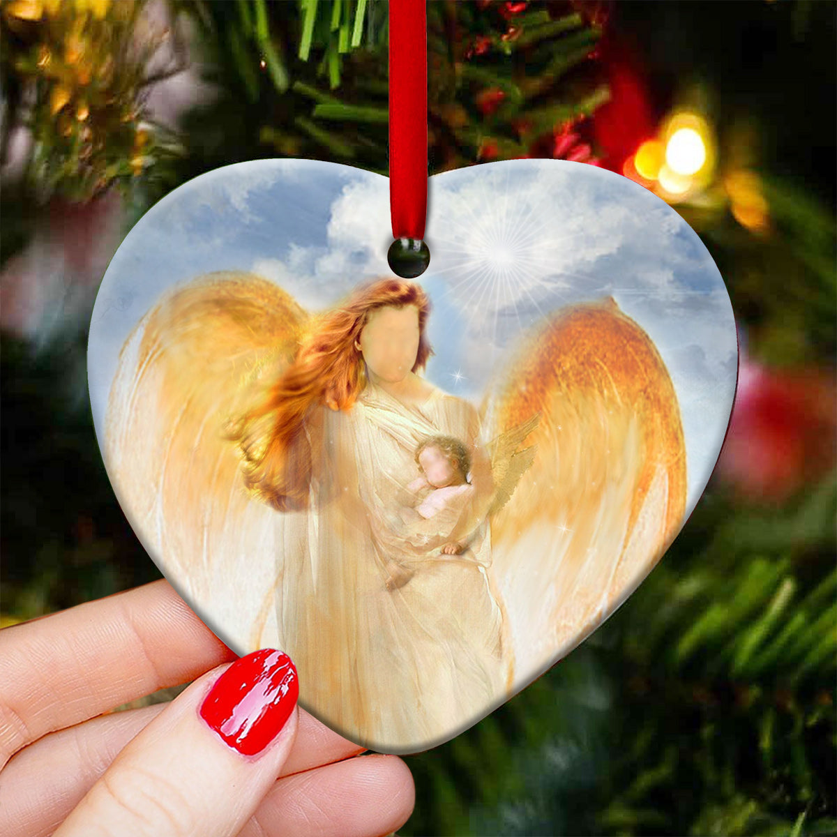 Nbc Angel 2 Heart Ceramic Ornament - Christmas Ornament - Christmas Gift