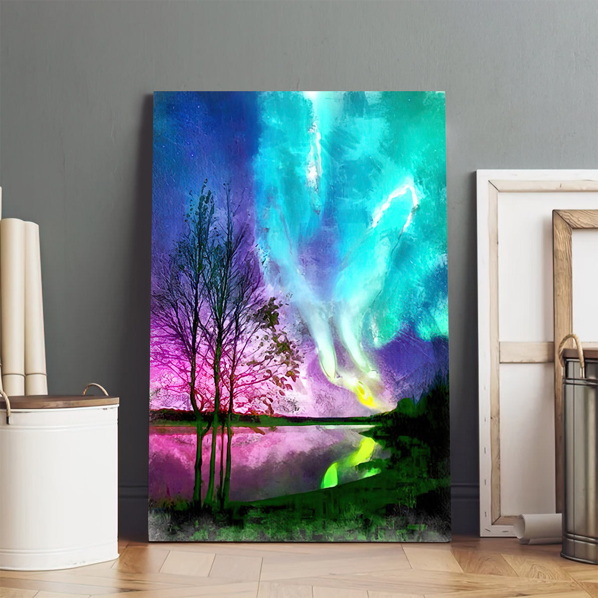 Nothern Lights Painting Canvas Wall Art - Canvas Wall Decor - Home Decor Living Room