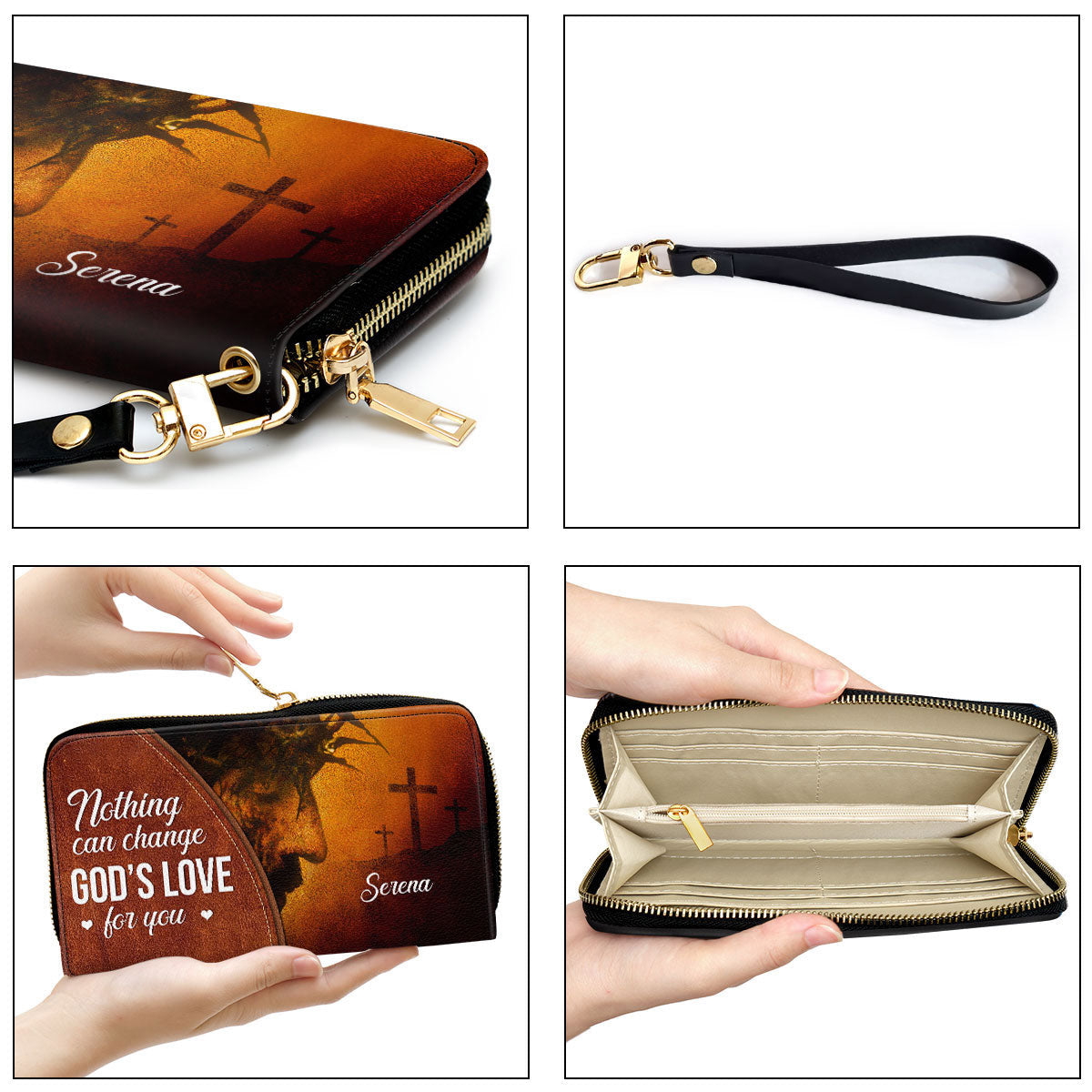 Nothing Can Change God's Love For You Clutch Purse For Women - Personalized Name - Christian Gifts For Women