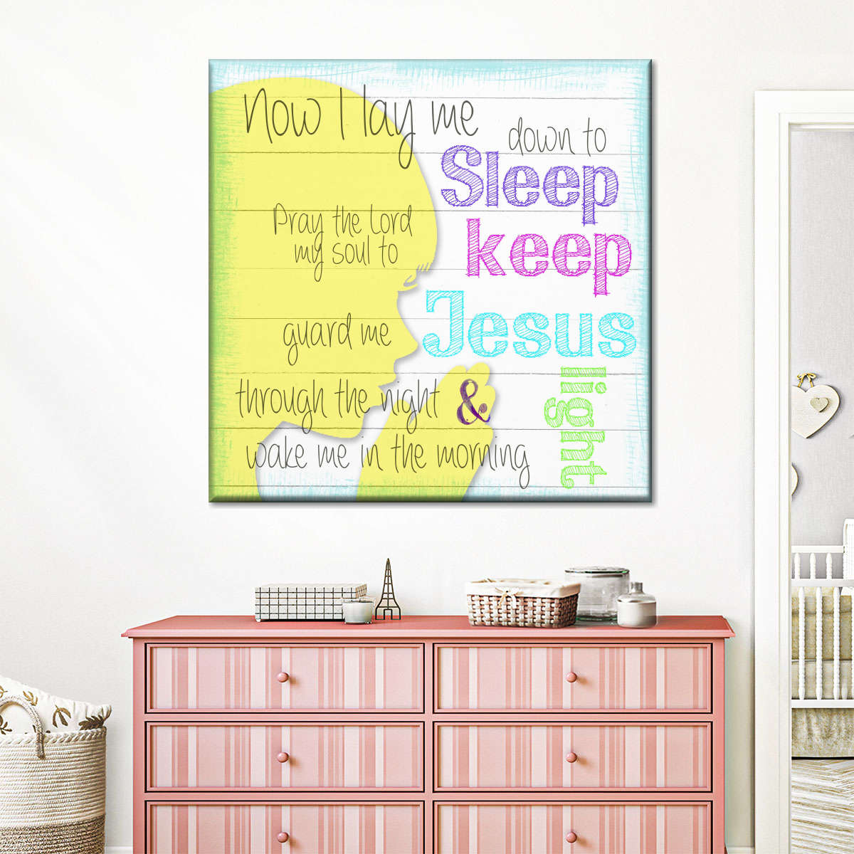 Now I Lay Square Canvas Art - Christian Wall Decor - Christian Wall Hanging