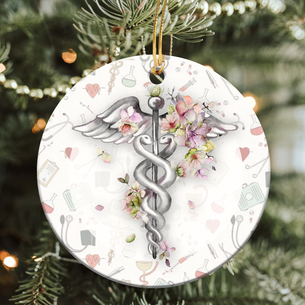 Nurse Ceramic Circle Ornament - Decorative Ornament - Christmas Ornament