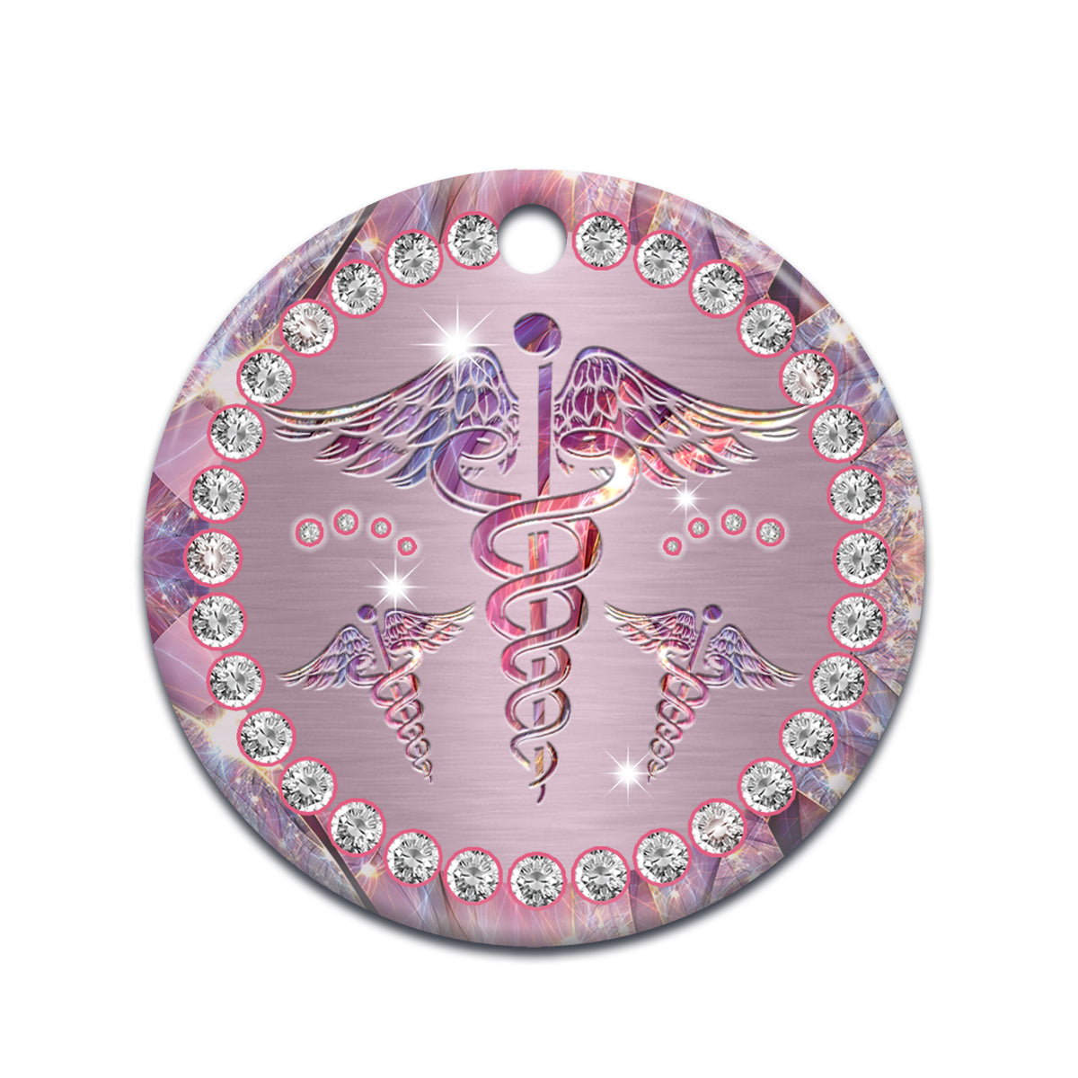 Nurse Jewelry Style Ceramic Circle Ornament - Decorative Ornament - Christmas Ornament