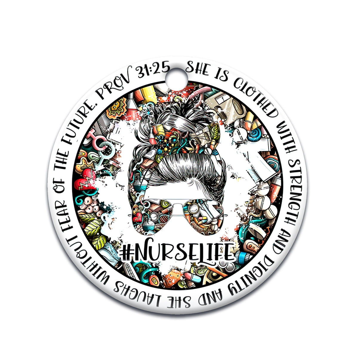 Nurse Life Ceramic Circle Ornament - Decorative Ornament - Christmas Ornament