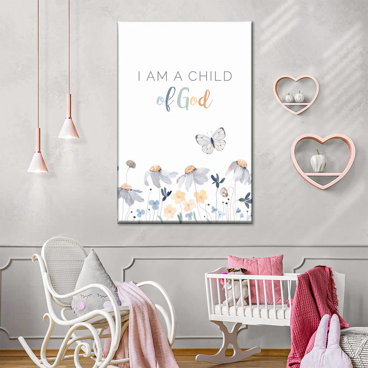 Nursery Child Of God Wall Art Canvas - Canvas Religious Wall Art - Christian Wall Decor Living Room