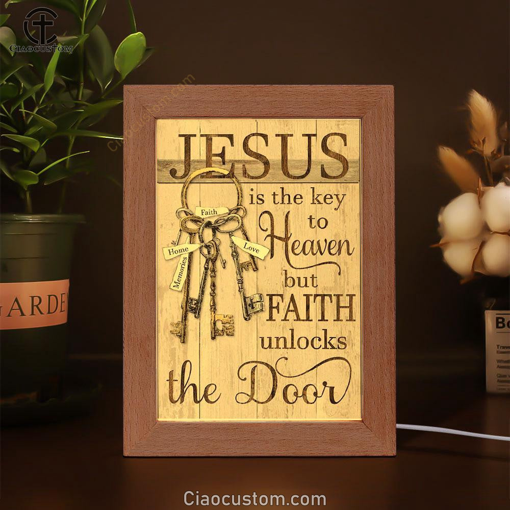 Old Keys, Vintage Door, Jesus Is The Key To Heaven Frame Lamp