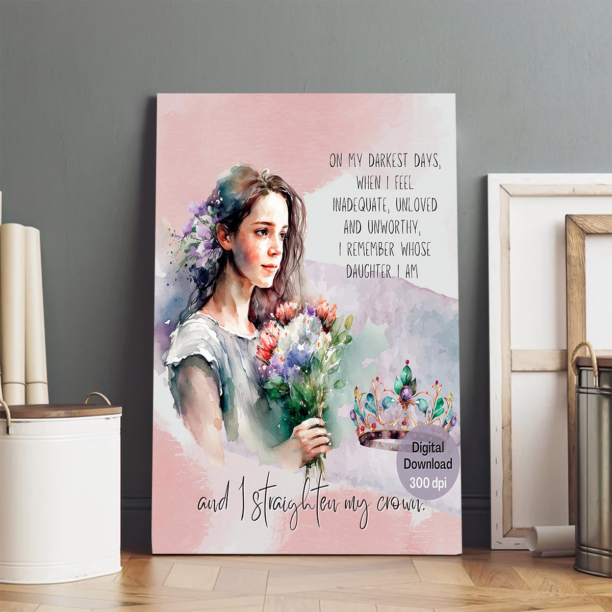 On My Darkest Days I Straighten My Crown Blue Christian Wall - Jesus Christ Canvas - Christian Wall Art