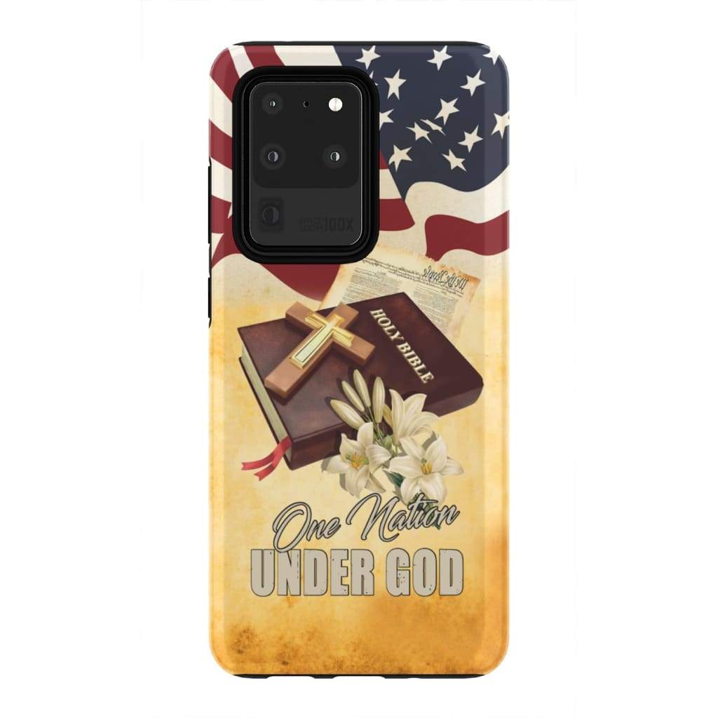 One Nation Under God American Flag Cross Phone Case - Inspirational Bible Scripture iPhone Cases