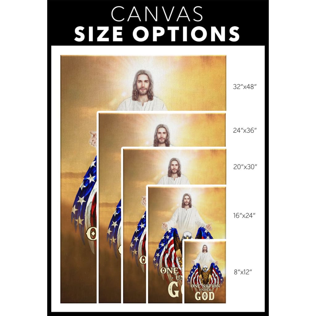 One Nation Under God Bald Eagle Jesus Christ Canvas Wall Art - Christian Canvas Prints - Bible Verse Canvas