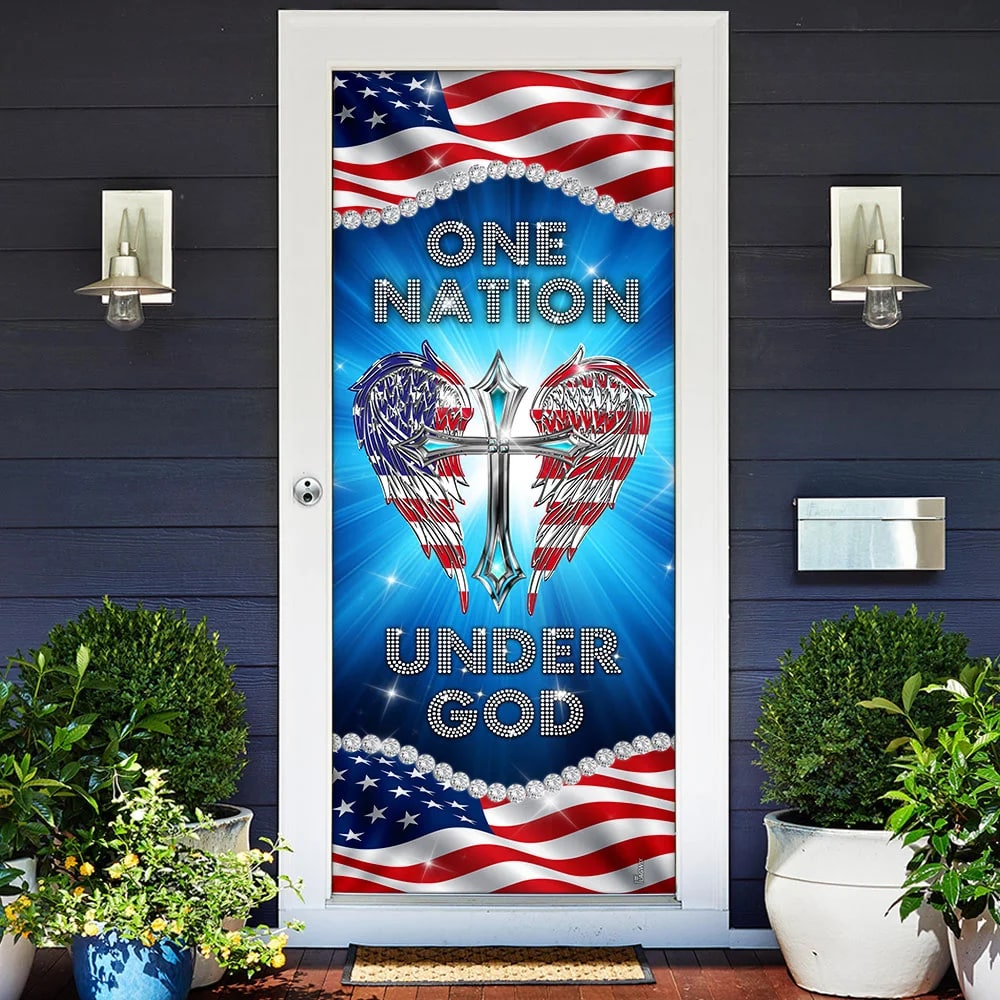One Nation Under God Diamond Door Cover - Religious Door Decorations - Christian Home Decor