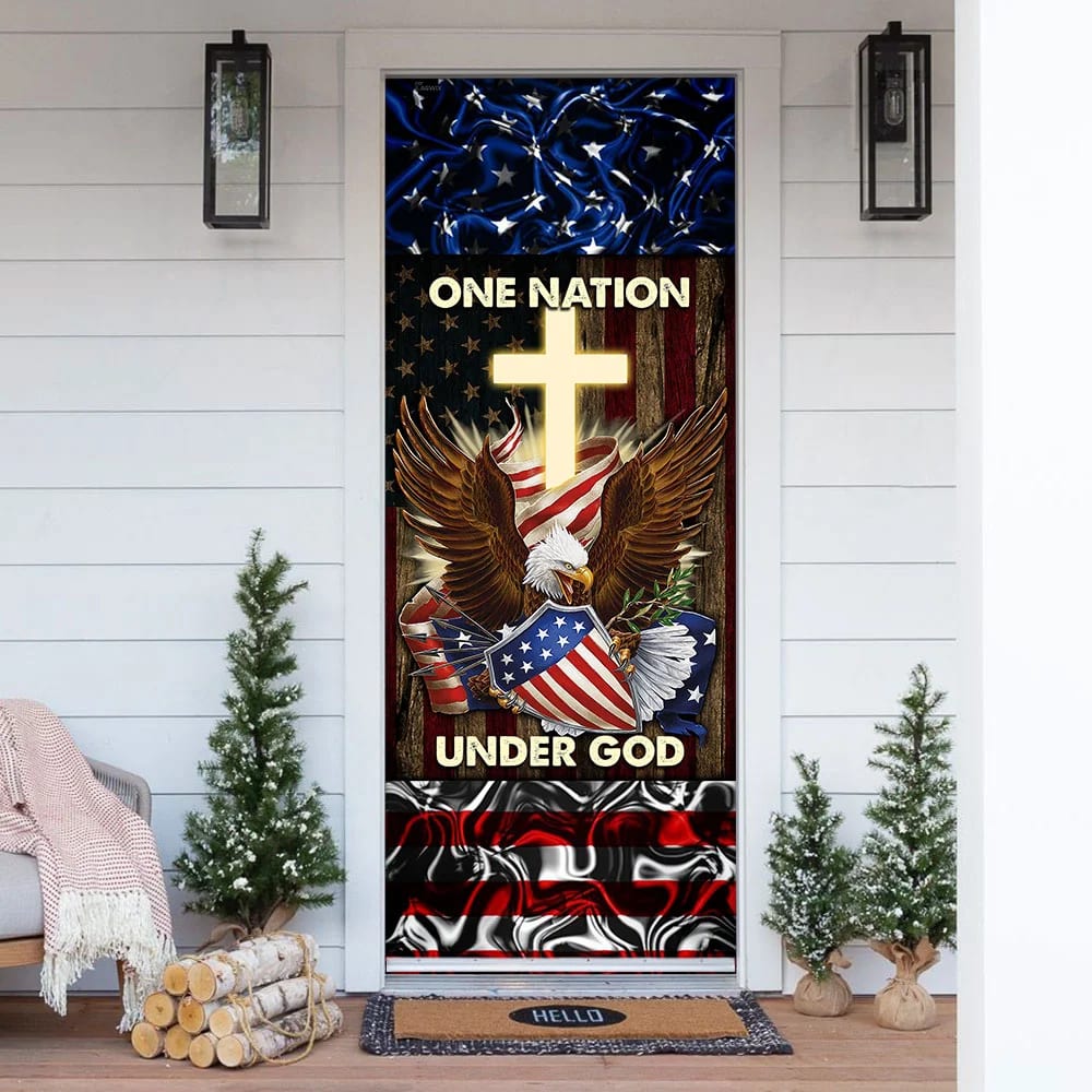 One Nation Under God Eagle Door Cover - Religious Door Decorations - Christian Home Decor