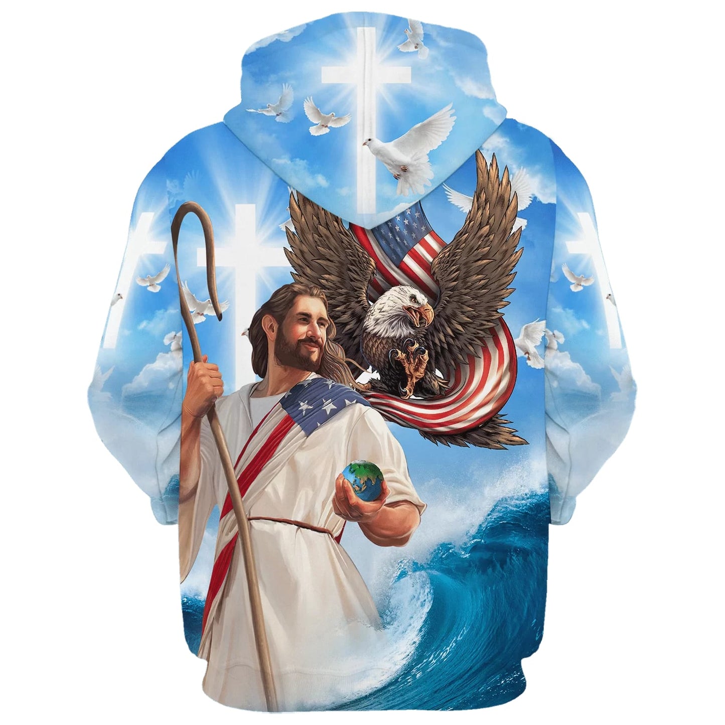 One Nation Under God Jesus Holding Earth Hoodies - Jesus Hoodie - Men & Women Christian Hoodie - 3D Printed Hoodie