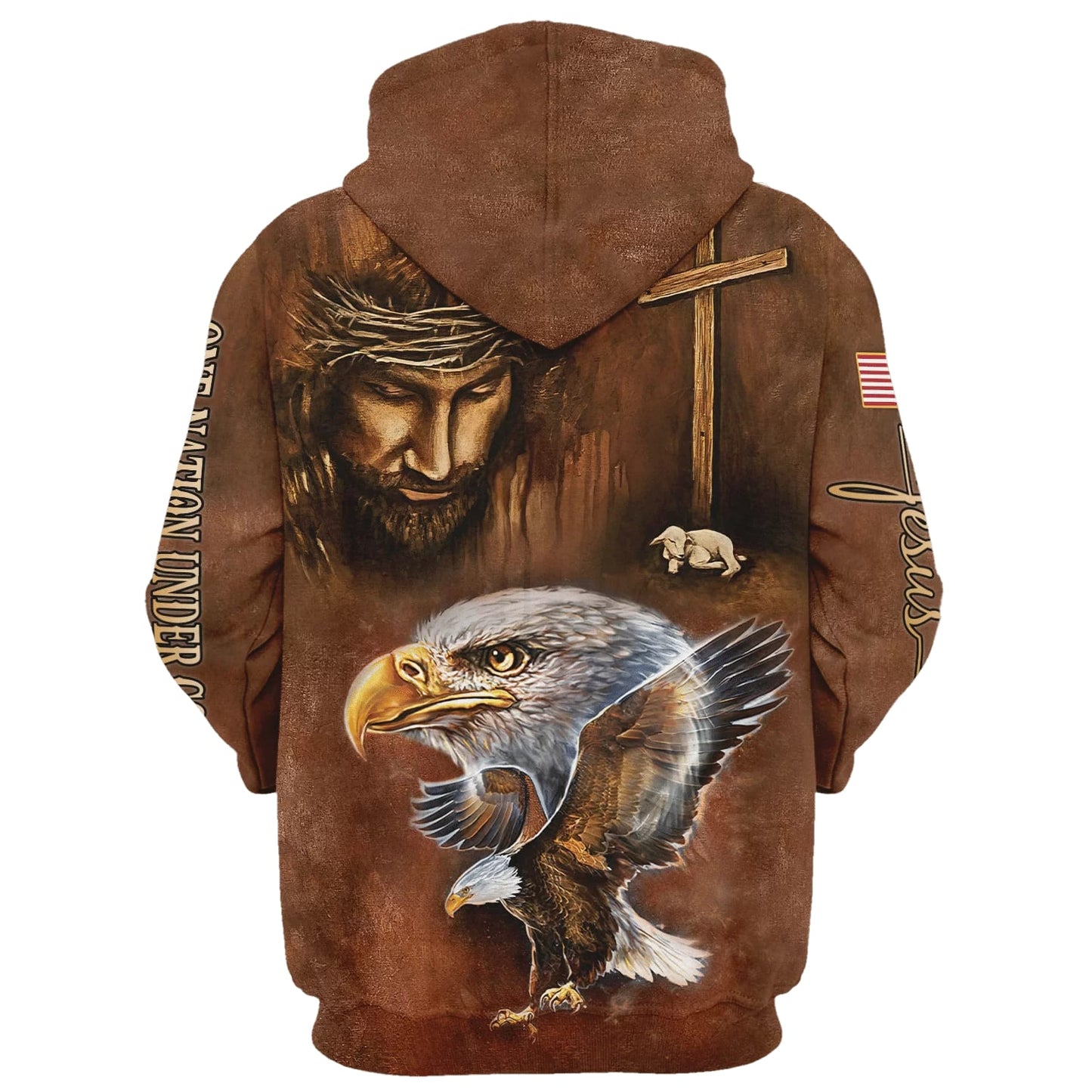 One Nation Under God Patriotic Eagle American Flag Hoodie - Men & Women Christian Hoodie - 3D Printed Hoodie