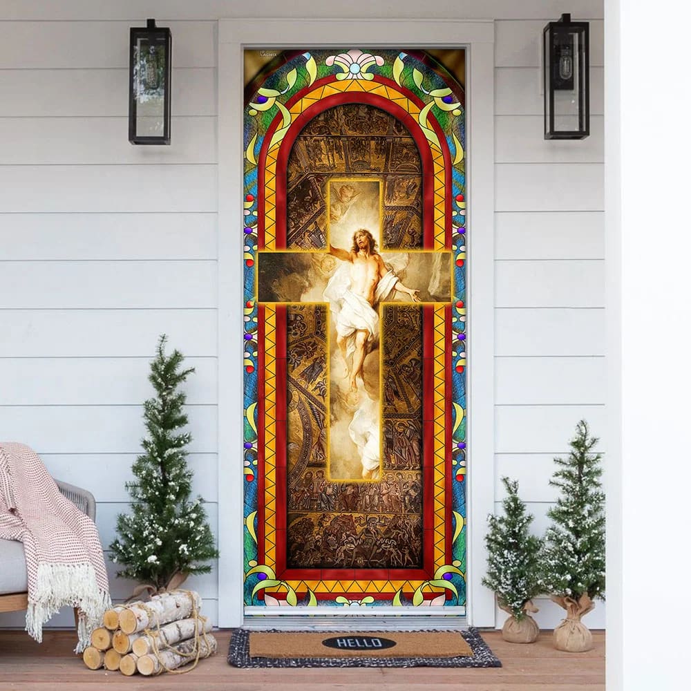 Our Savior Jesus Christ Cross Door Cover - Religious Door Decorations - Christian Home Decor