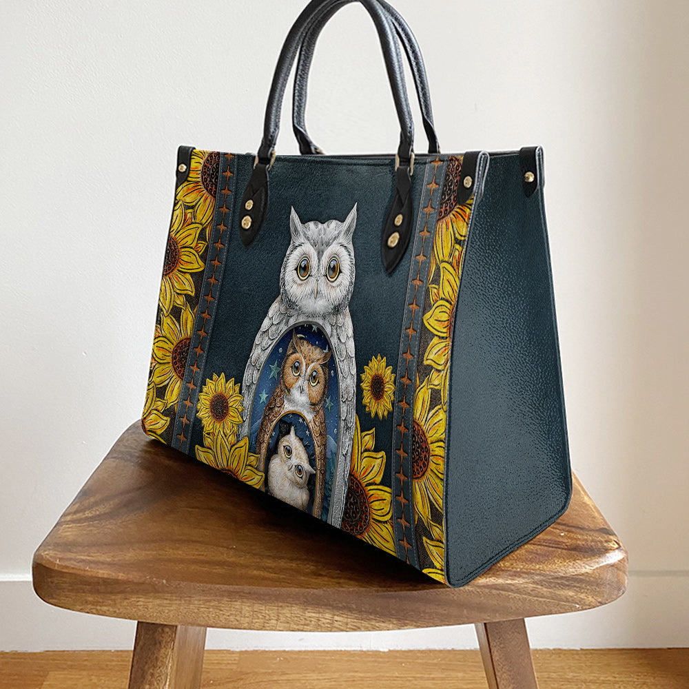 Owl Sunflower Leather Bag - Gift For Owl Lovers - Women's Pu Leather Bag