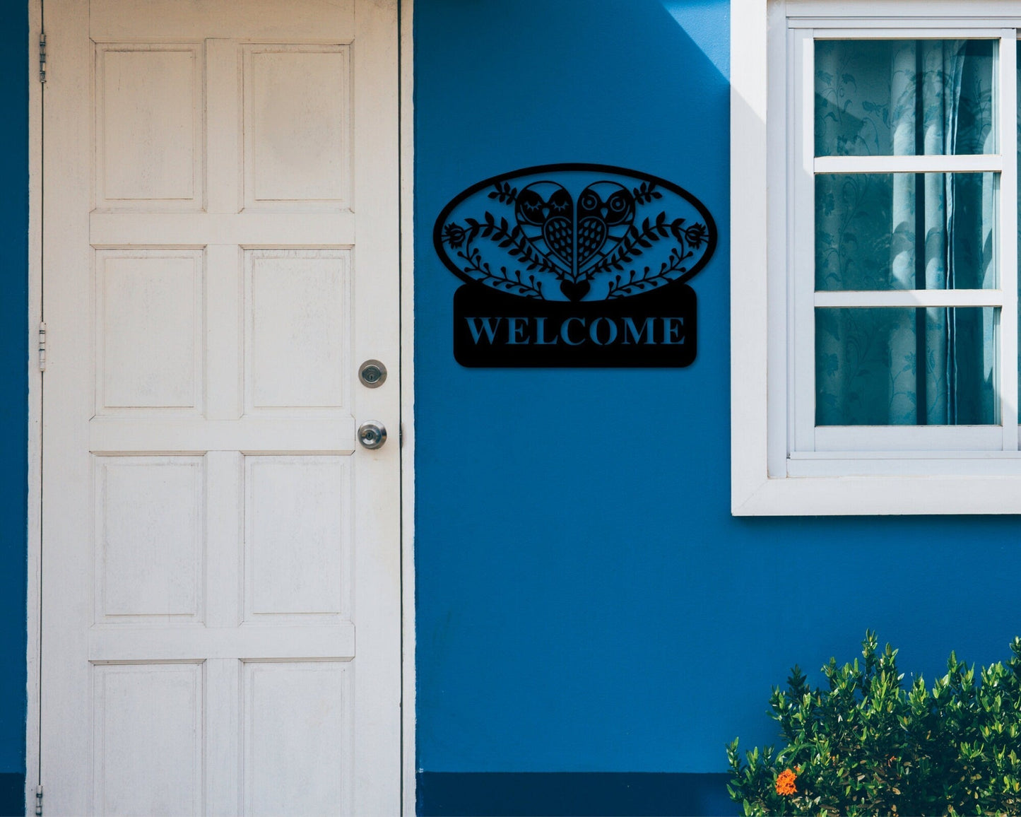 Owl Welcome Sign Owl Decor Farmhouse Decor Owl Wall Hanging Owl And Flower Decor Owl Wall Art Metal Welcome Sign Welcome Sign Porch