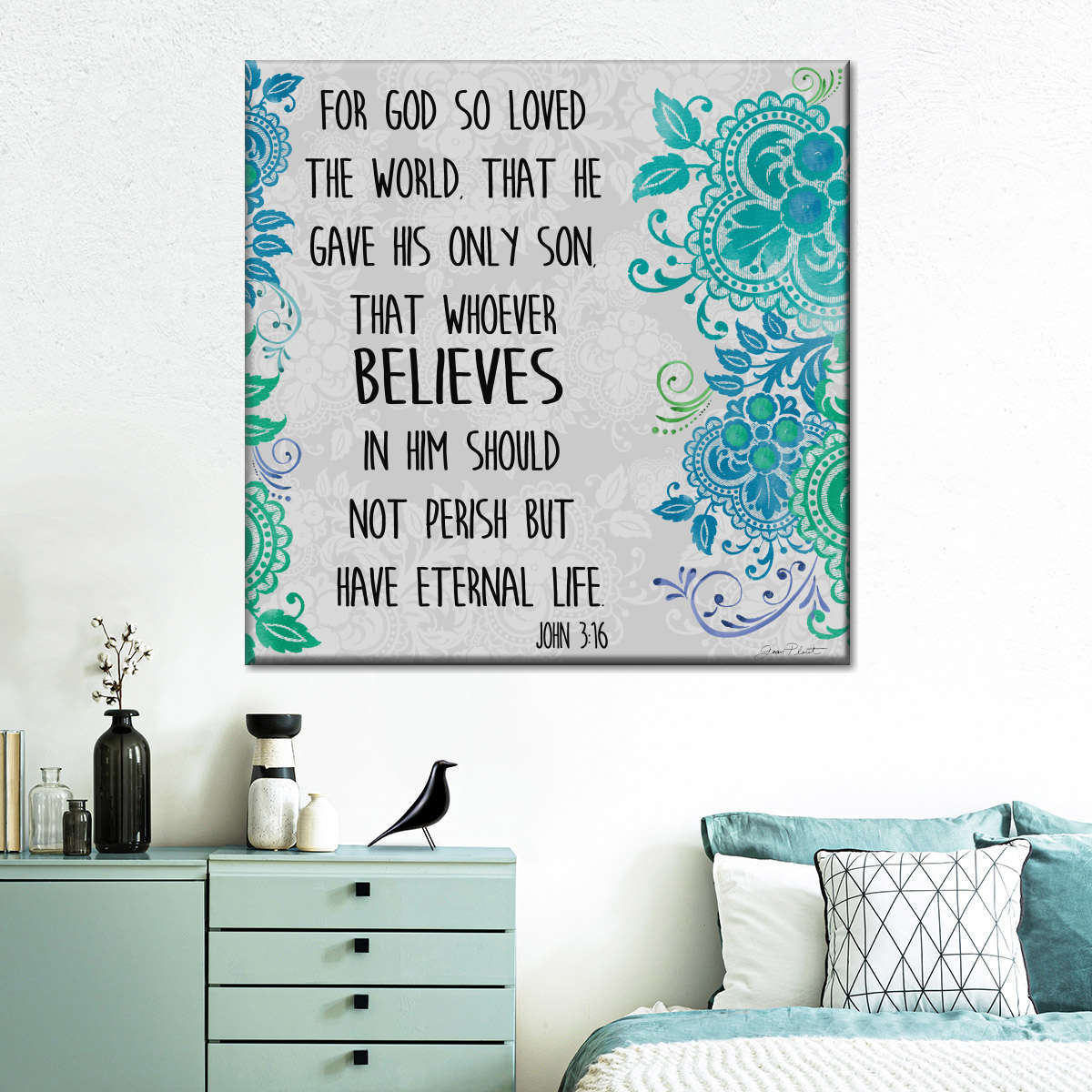 Paisley Bible Verse I Square Canvas Art - Christian Wall Decor - Christian Wall Hanging