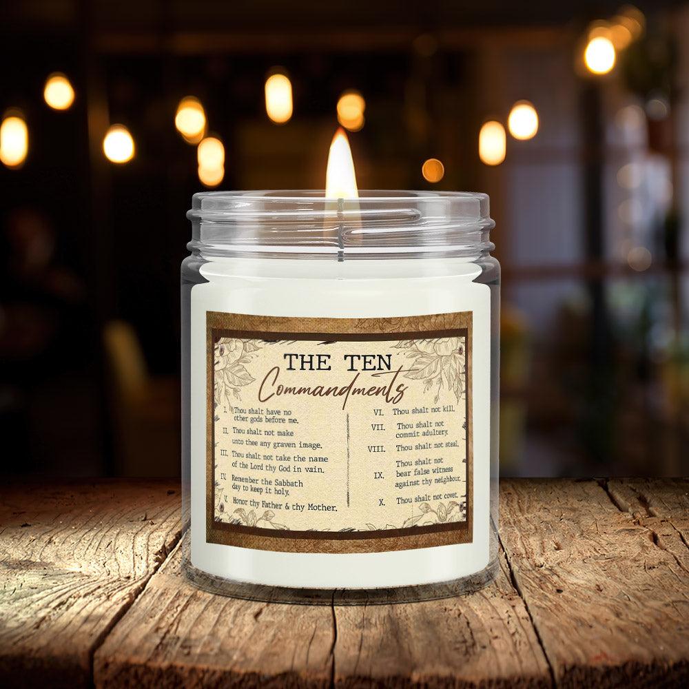 The Ten Commandments - Bible Verse Candles - Natural Candle - Soy Wax Candle 9oz - Ciaocustom