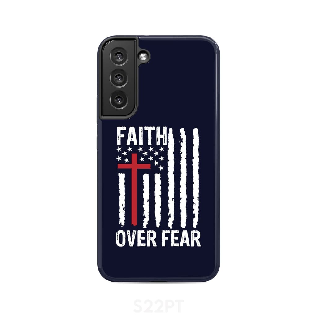 Patriotic Christian Phone Cases Faith Over Fear American Flag Phone Case - Inspirational Bible Scripture iPhone Cases