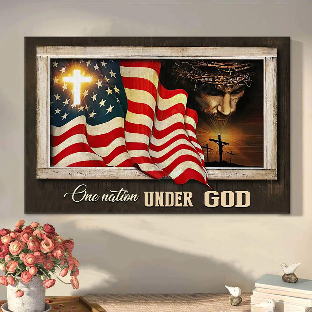 Patriotism Christian One Nation Under God Wall Art Canvas - Religious Canvas Painting