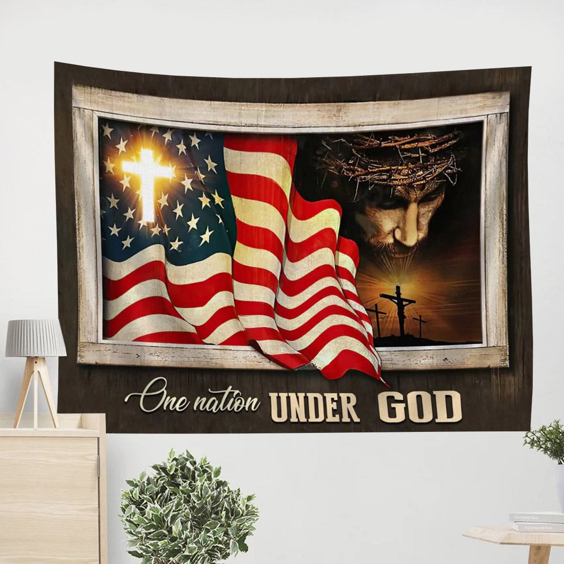 Patriotism Christian One Nation Under God Wall Art Tapestry - Religious Tapestry - Christian Wall Tapestry