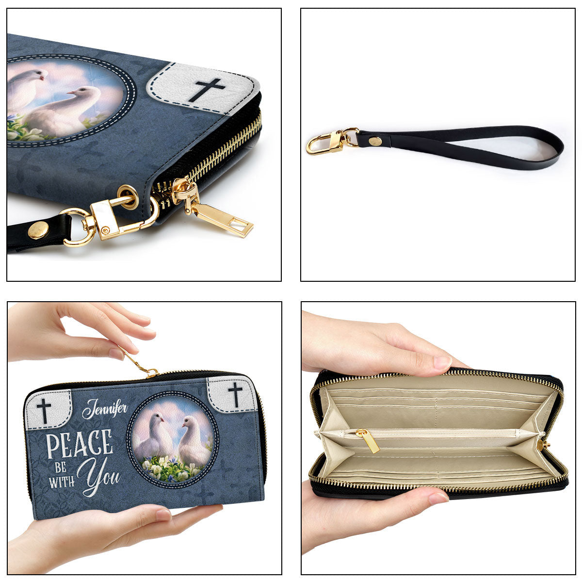Peace Be With You Awesome Clutch Purse For Women - Personalized Name - Christian Gifts For Women