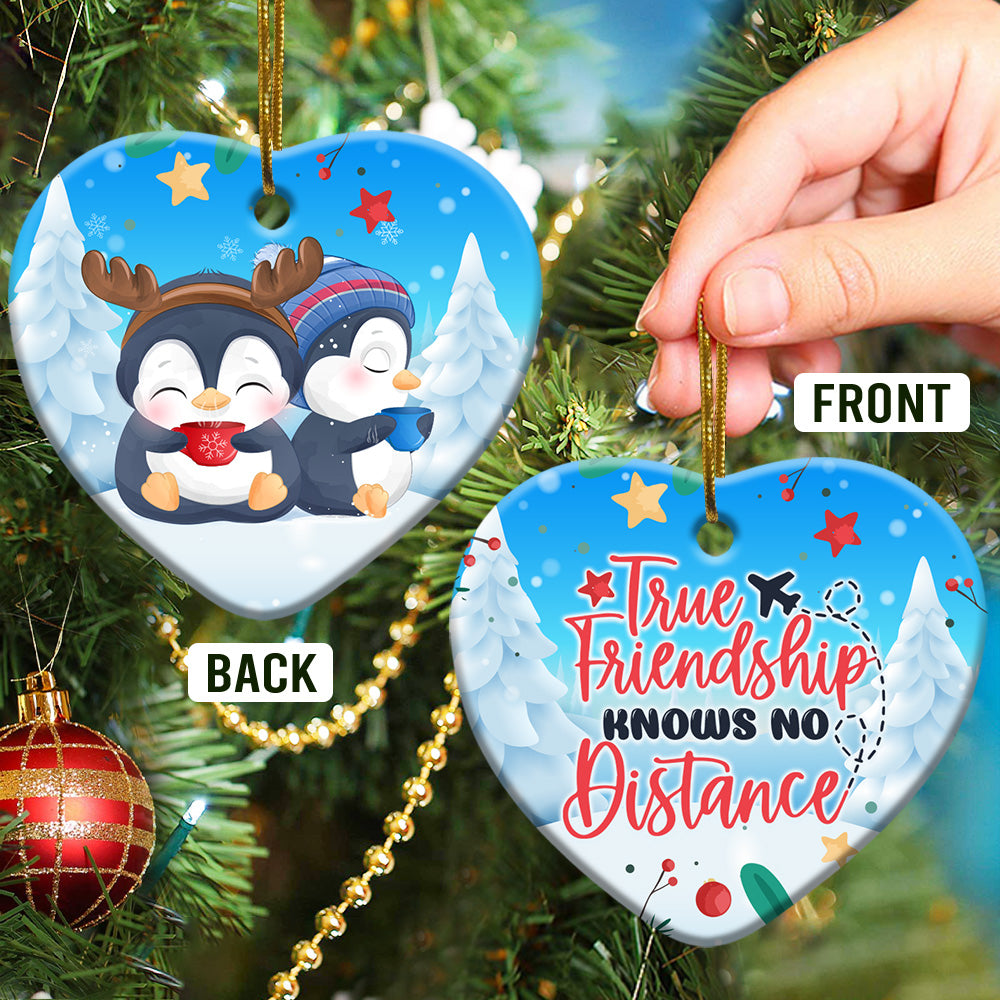 Penguin Bestie True Friendship Heart Ceramic Ornament - Christmas Ornament - Christmas Gift