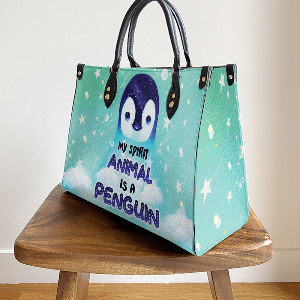 Penguin Lover My Spirit Animal Is A Penguin Leather Bag - Best Gifts For Penguin Lovers - Women's Pu Leather Bag