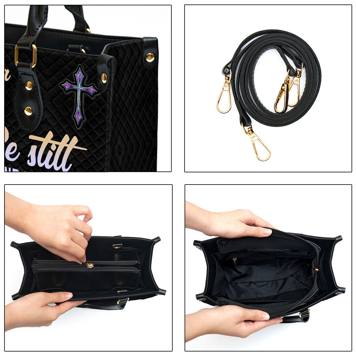 Personalized Be Still And Know That I Am God Leather Bag - Christian Pu Leather Bags For Women
