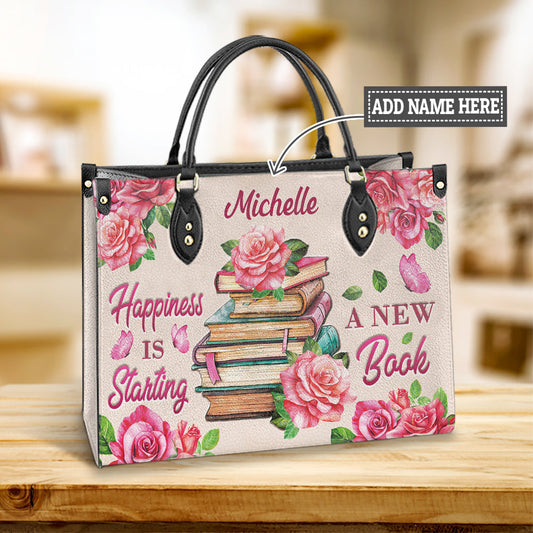 Personalized Book Happiness Is Starting A New Book Leather Bag - Women's Pu Leather Bag - Best Mother's Day Gifts
