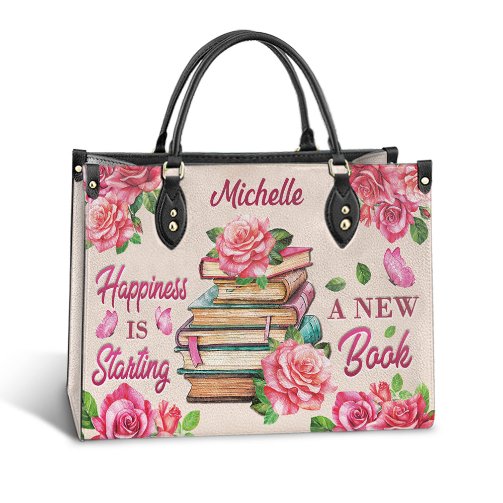 Personalized Book Happiness Is Starting A New Book Leather Bag - Women's Pu Leather Bag - Best Mother's Day Gifts