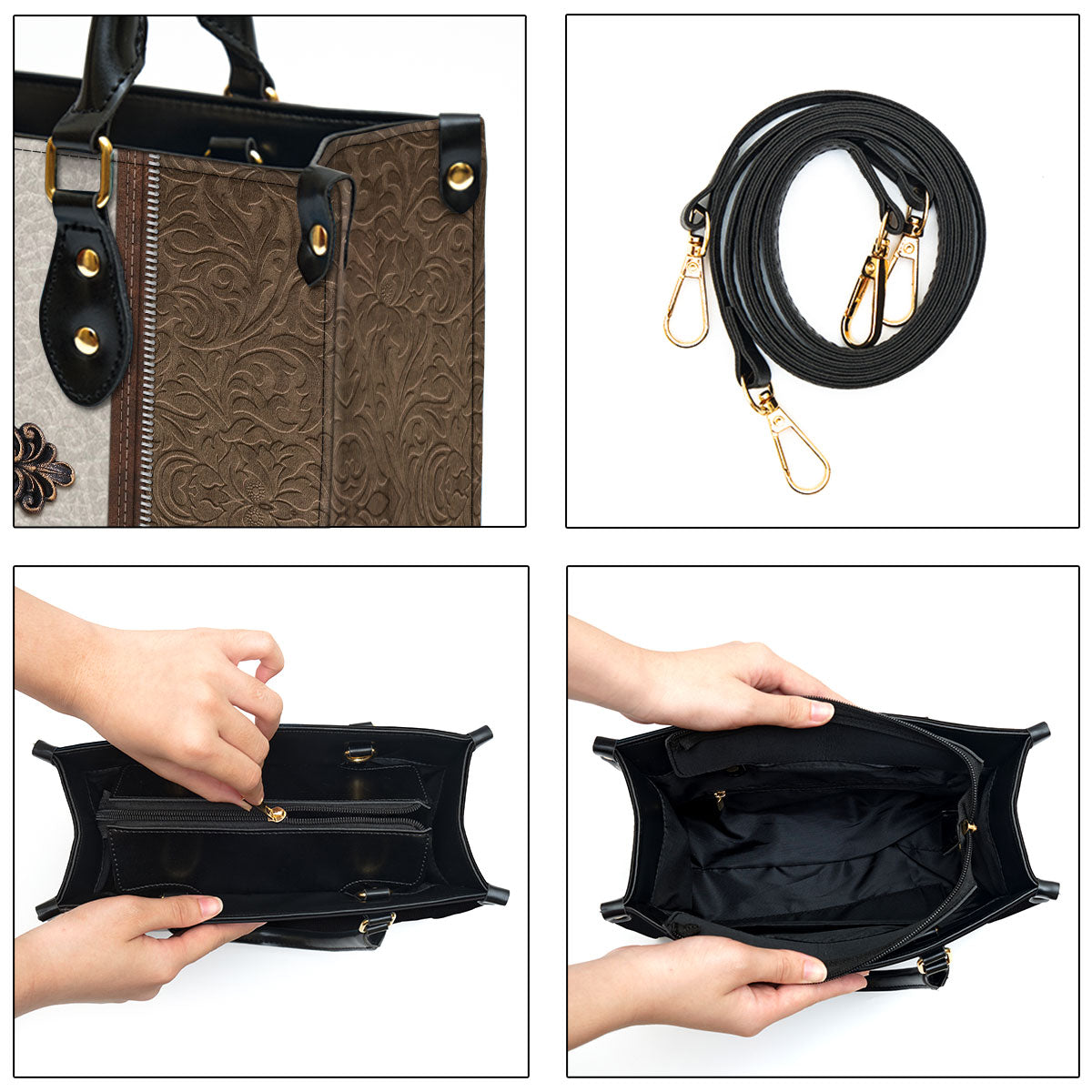 Personalized Cross Leather Handbag With Handle - Gifts For Women Of God