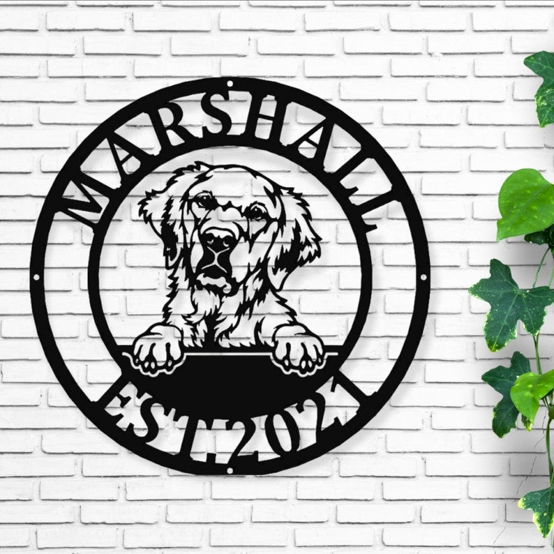 Personalized Dog Metal Sign - Custom Dog Name Sign - Dog Lover Gift