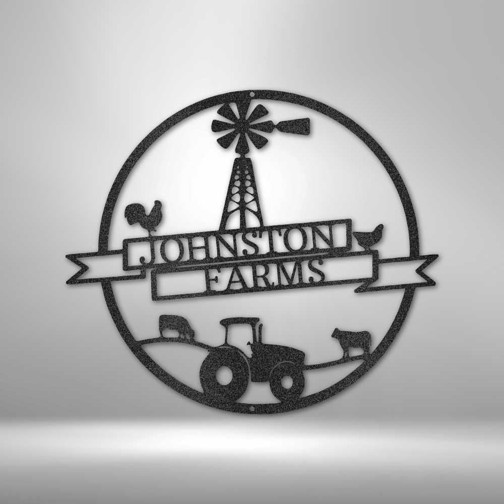 Personalized Farm Banner Monogram Metal Wall Art Custom Metal Farm House Decor