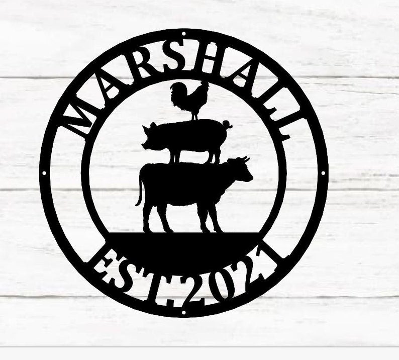 Personalized Farmhouse Sign Farm Animal Sign Metal Farmhouse Decor Chi ...