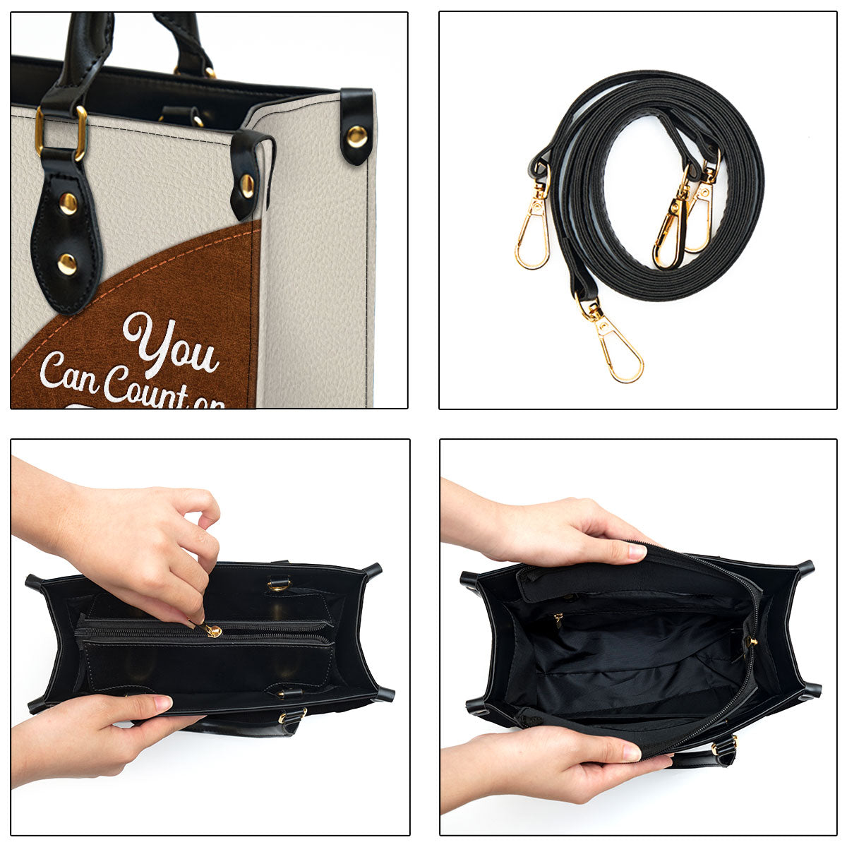 Personalized Floral Cross You Can Count On God Leather Bag - Christian Pu Leather Bags For Women