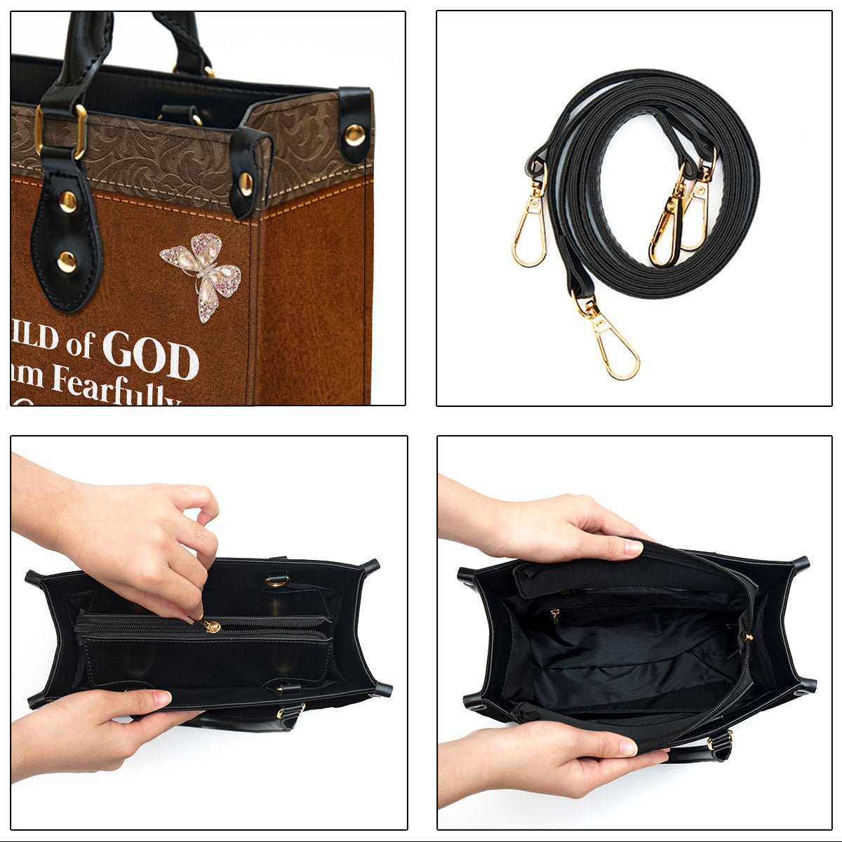 Personalized Flower I Am A Child Of God Leather Bag - Christian Pu Leather Bags For Women