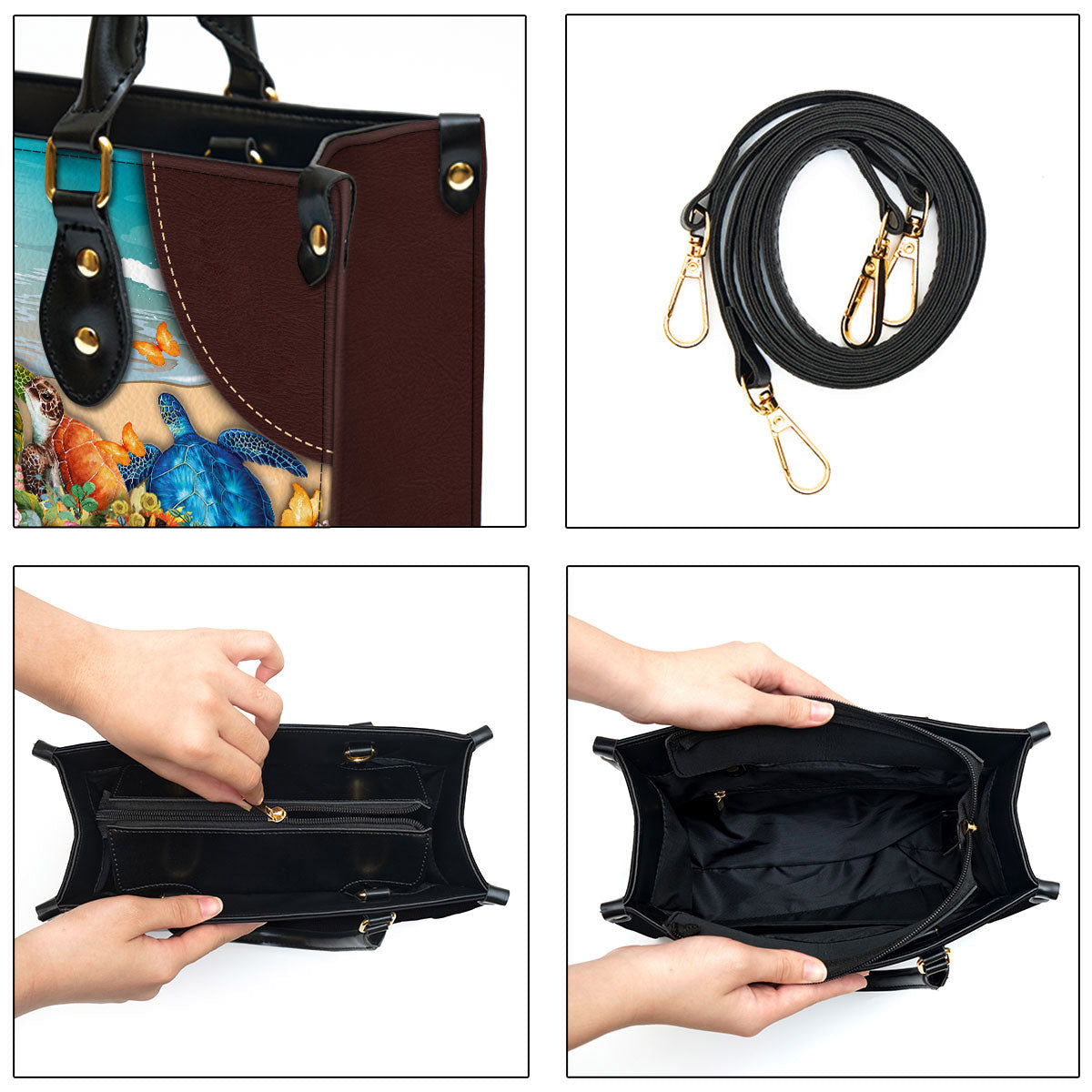 Personalized God Says You Are Lovely Turtle Leather Bag - Christian Pu Leather Bags For Women